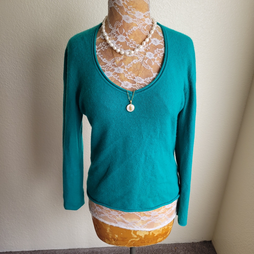 Vintage America Teal V-Neck Sweater